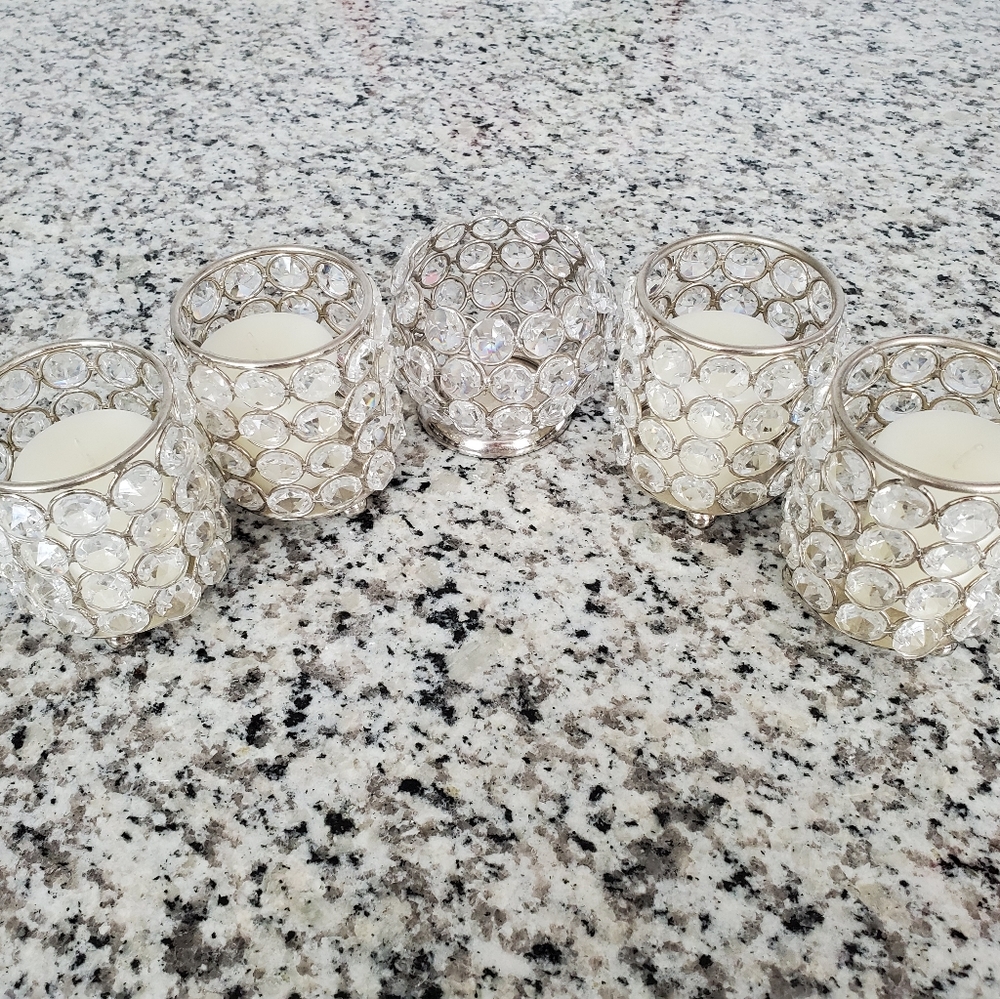 5 crystal candle holders